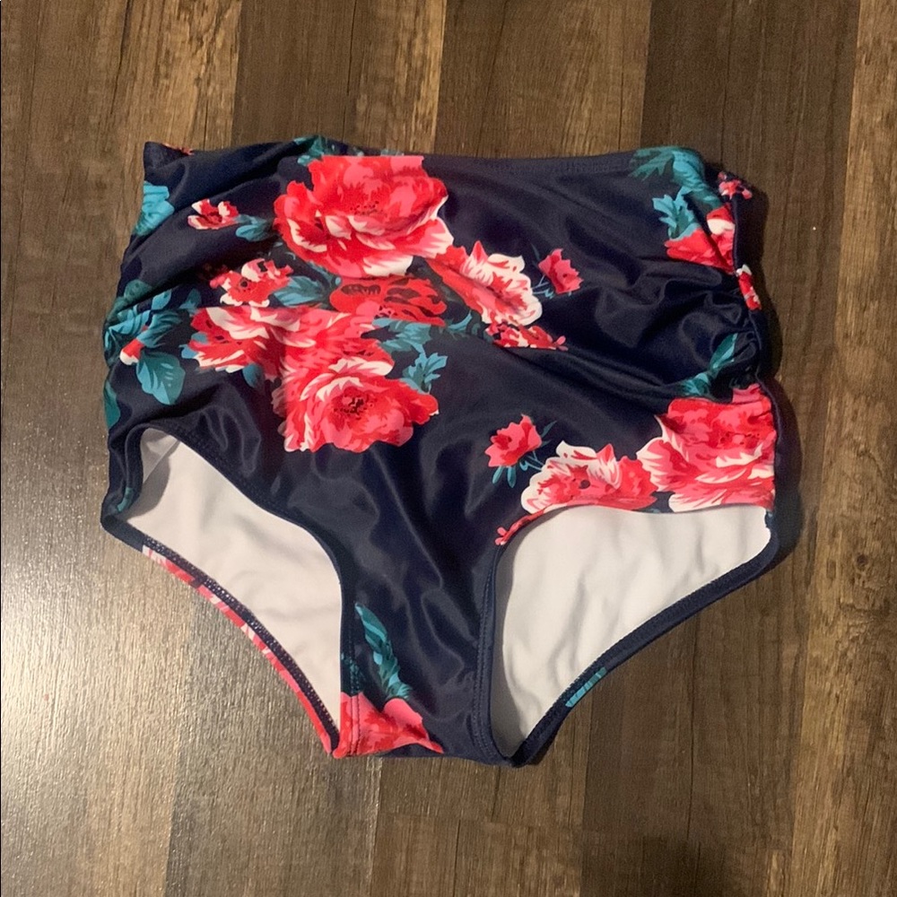 Floral High-Waisted Swim Bottoms